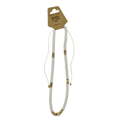 B-992 - Lot 35 colliers Fimo blanc + perles dorées